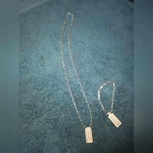 New italian paperclips, sterling silver necklace and bracelet set